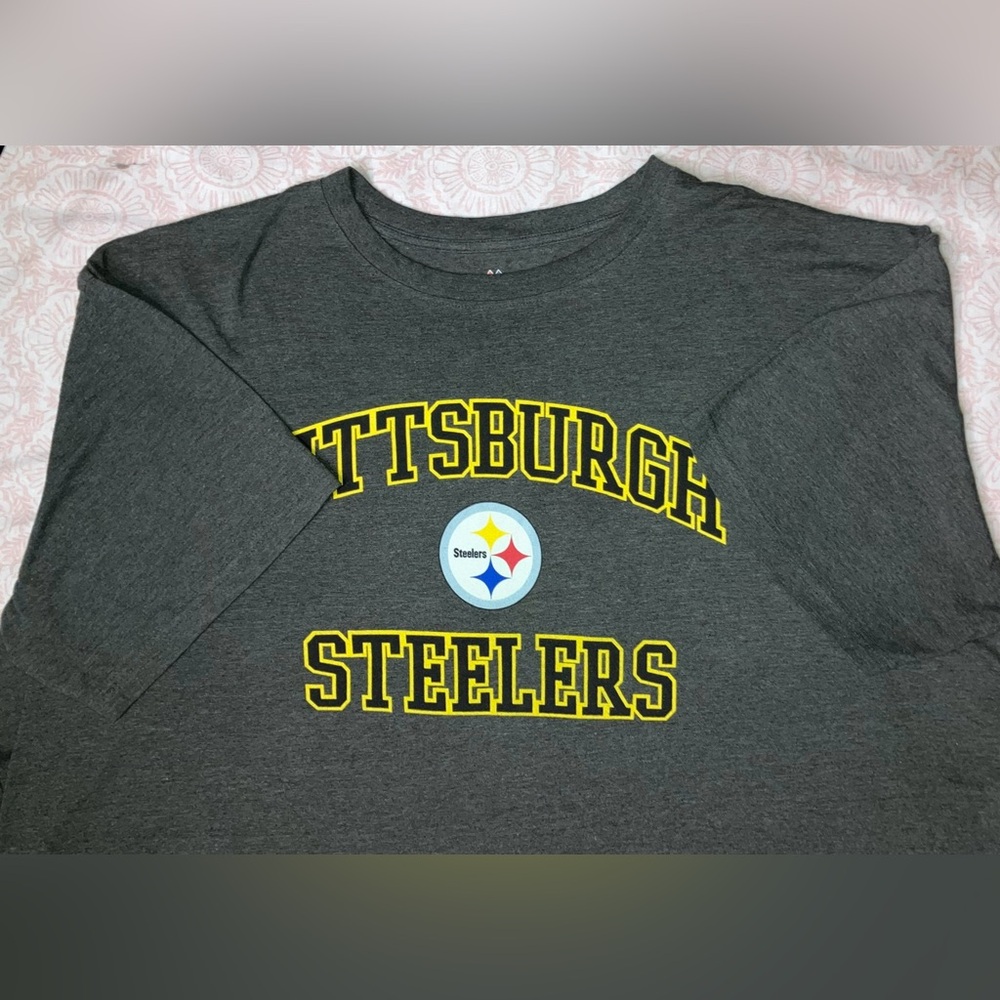 Majestic Athletic Charcoal Gray Men’s 6X Pittsburgh Steelers T-Shirt - Picture 5 of 7